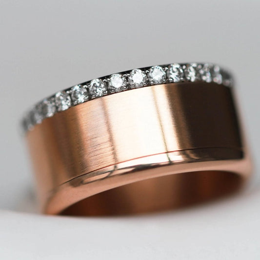Bague complète mood joaillerie avec diamants - Poussière d'or