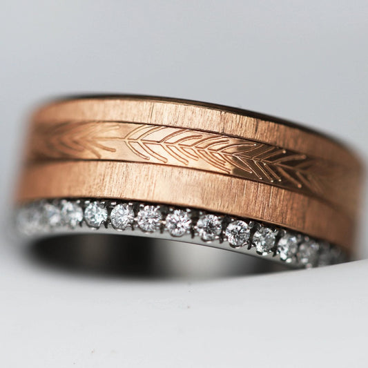Bague complète mood joaillerie  avec diamants - Feuilles de diamants