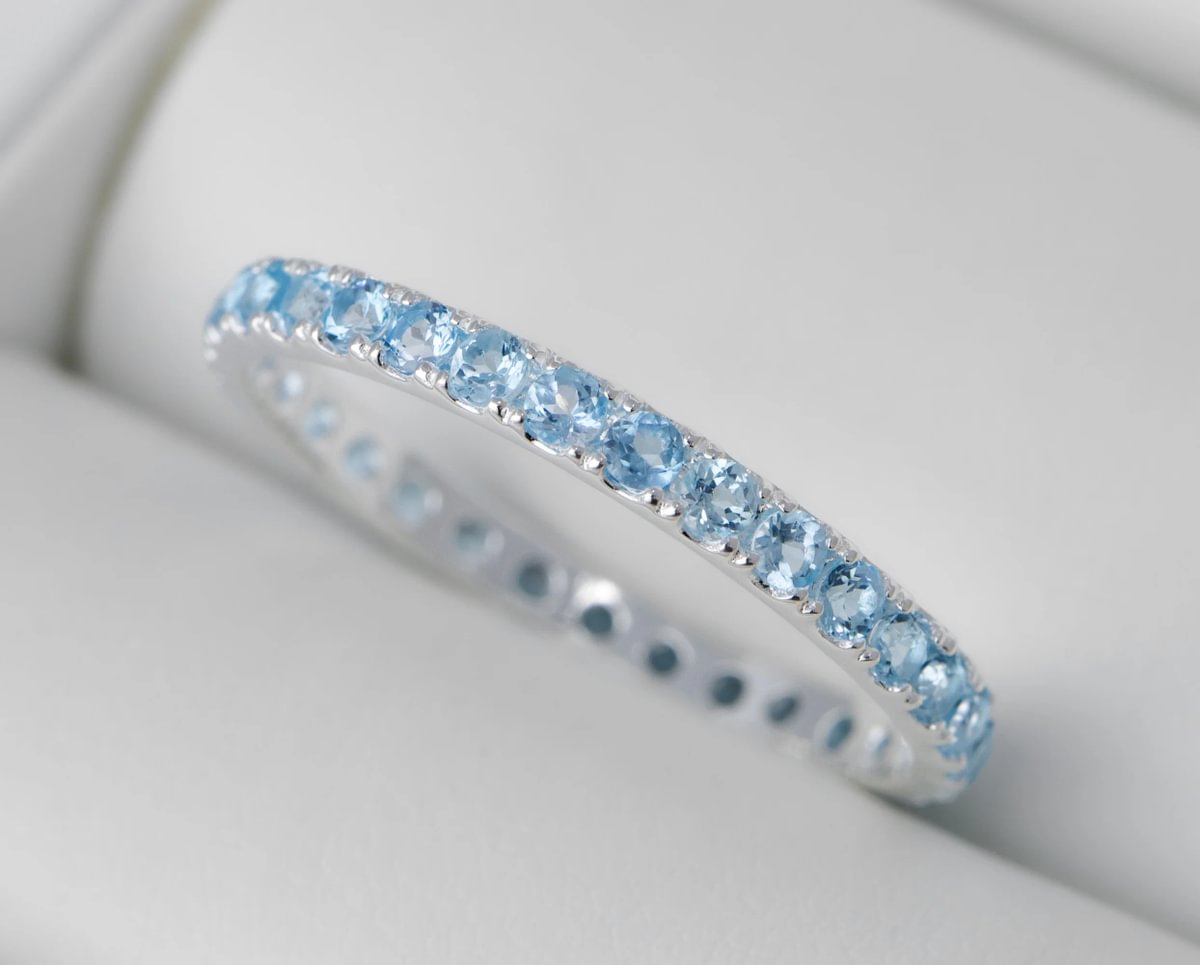 OCEAN BLUE - addon (medium) en argent serti de Topazes - Ocean blue