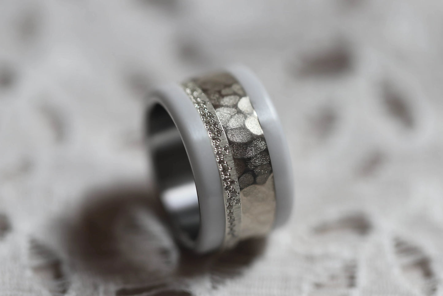 Bague luxe pour femme - Anneau en argent (medium) Yarrow "White" avec diamants