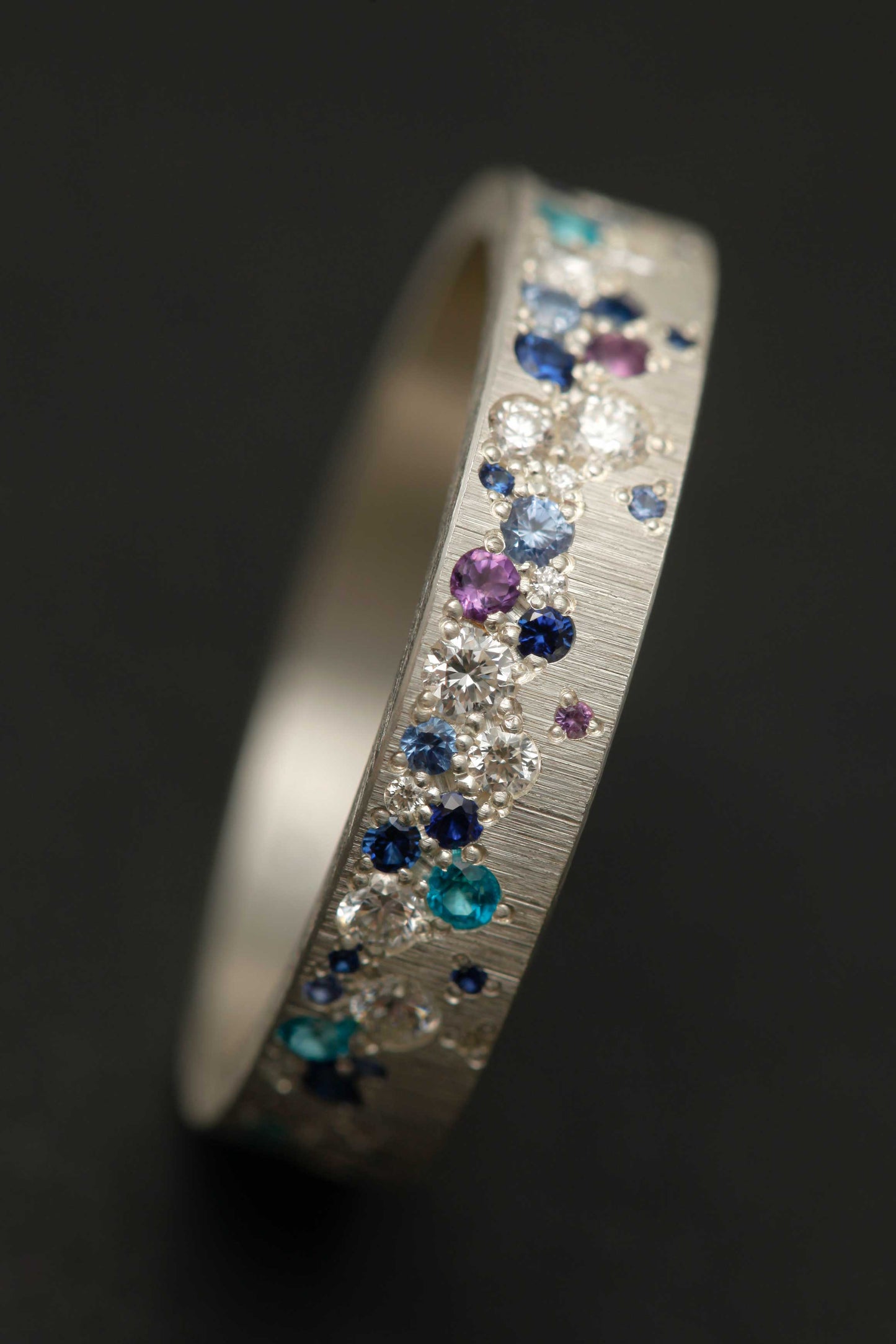 Bague luxe pour femme - Anneau en argent (addon) Yarrow Glacé avec diamants et pierres précieuses