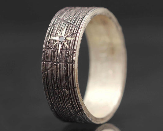 addon argent cire perdue avec un diamant noir serti étoile