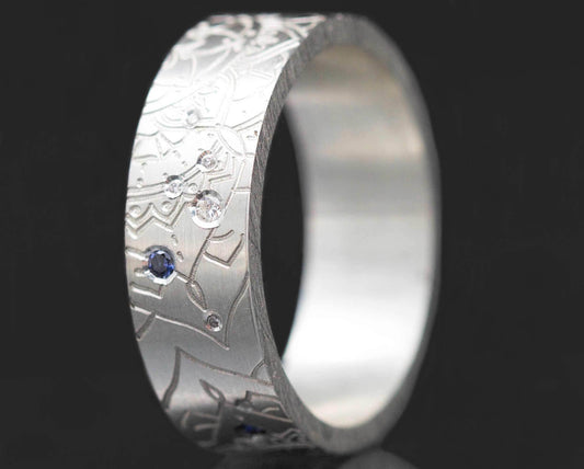 addon en argent "LIANHUA " serti de saphirs et de diamants