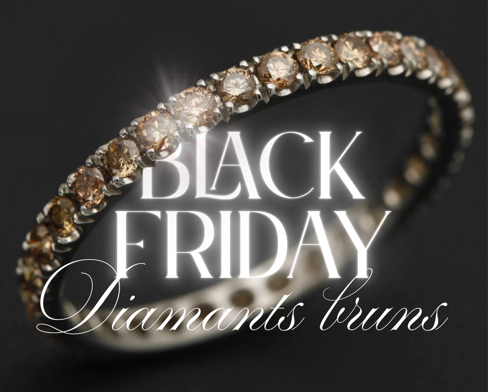 Addon medium acier entièrement serti de diamants bruns 1.9 mm