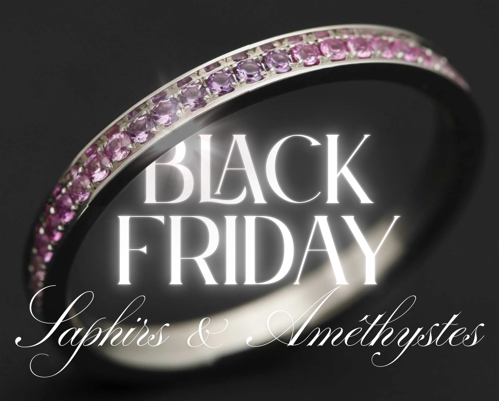 Addon medium acier entièrement serti d'améthystes et de saphirs rose en dégradé