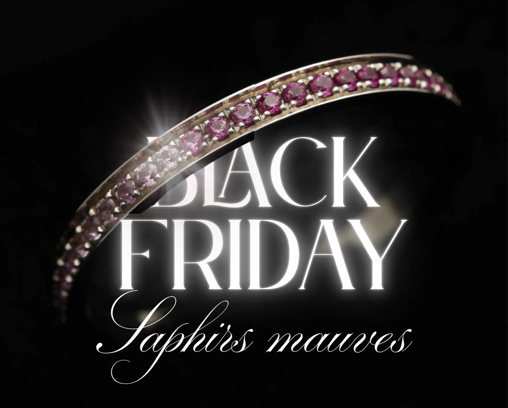 Addon medium acier entièrement serti de saphirs mauves en dégradé