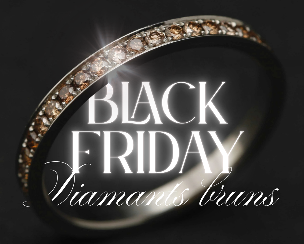 Addon medium acier entièrement serti de diamants bruns 1.6 mm