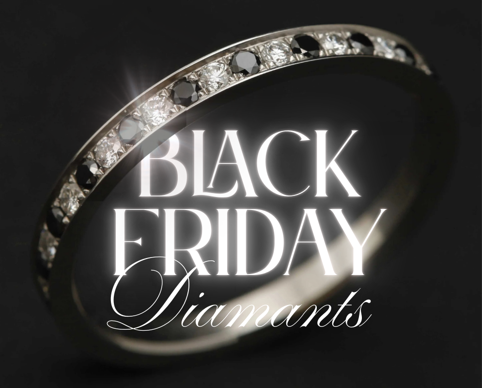 Addon medium acier entièrement serti de diamants et diamants noirs 1.6 mm