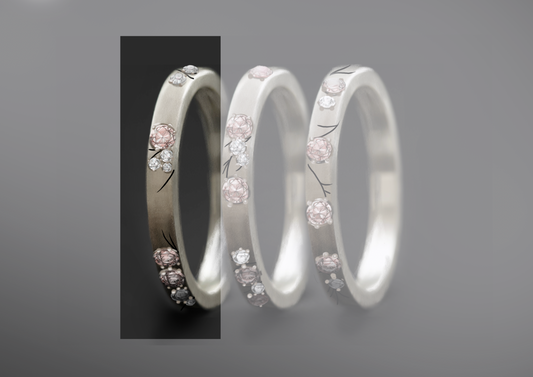 Innenring aus Silber (Medium Addon) Hanami 01 mit Diamanten und "Pur" rosa Diamanten für mood Luxus-Ring