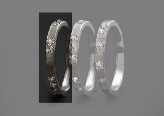 Innenring aus 18K Graugold (Medium Addon) Hanami 01 mit Diamanten und "Pur" rosa Diamanten für mood Luxus-Ring