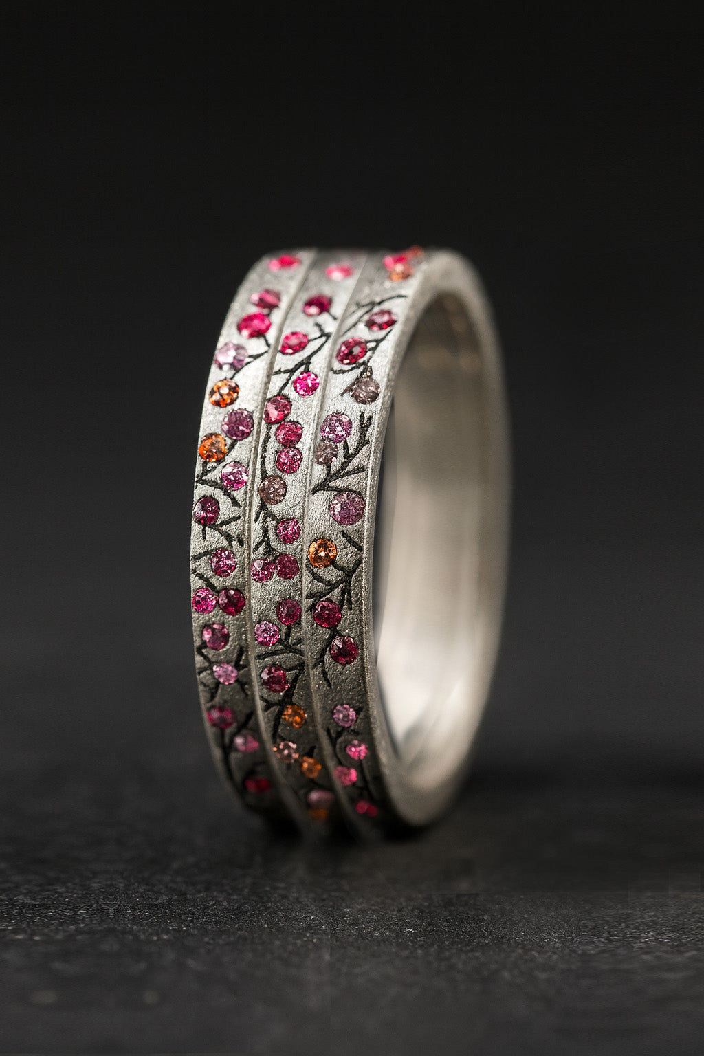 Innenring aus Silber (Medium Addon) Herbstwind 02 mit Edelsteinen für Luxus mood Ring