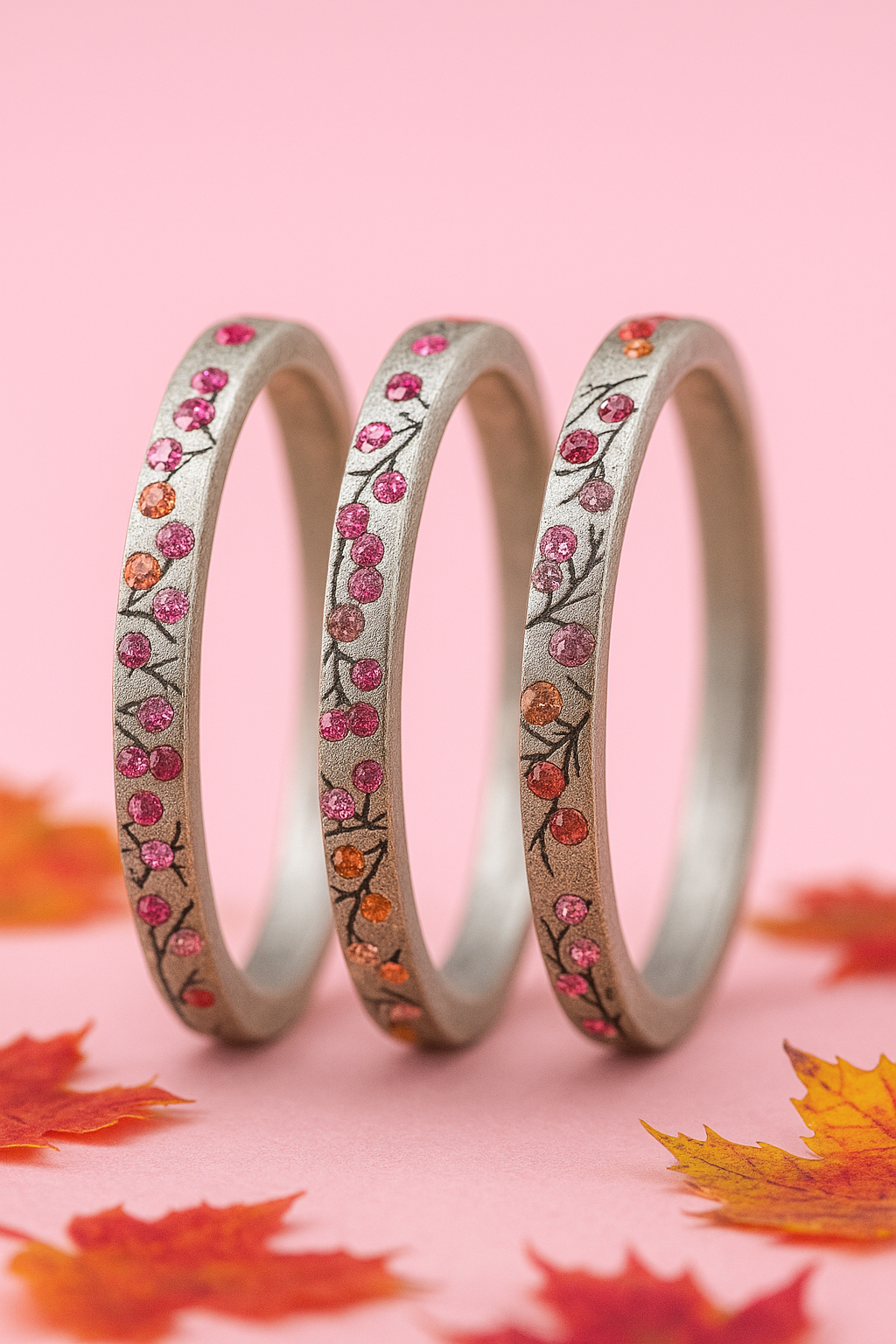 Innenring aus Silber (Medium Addon) Herbstwind 02 mit Edelsteinen für Luxus mood Ring