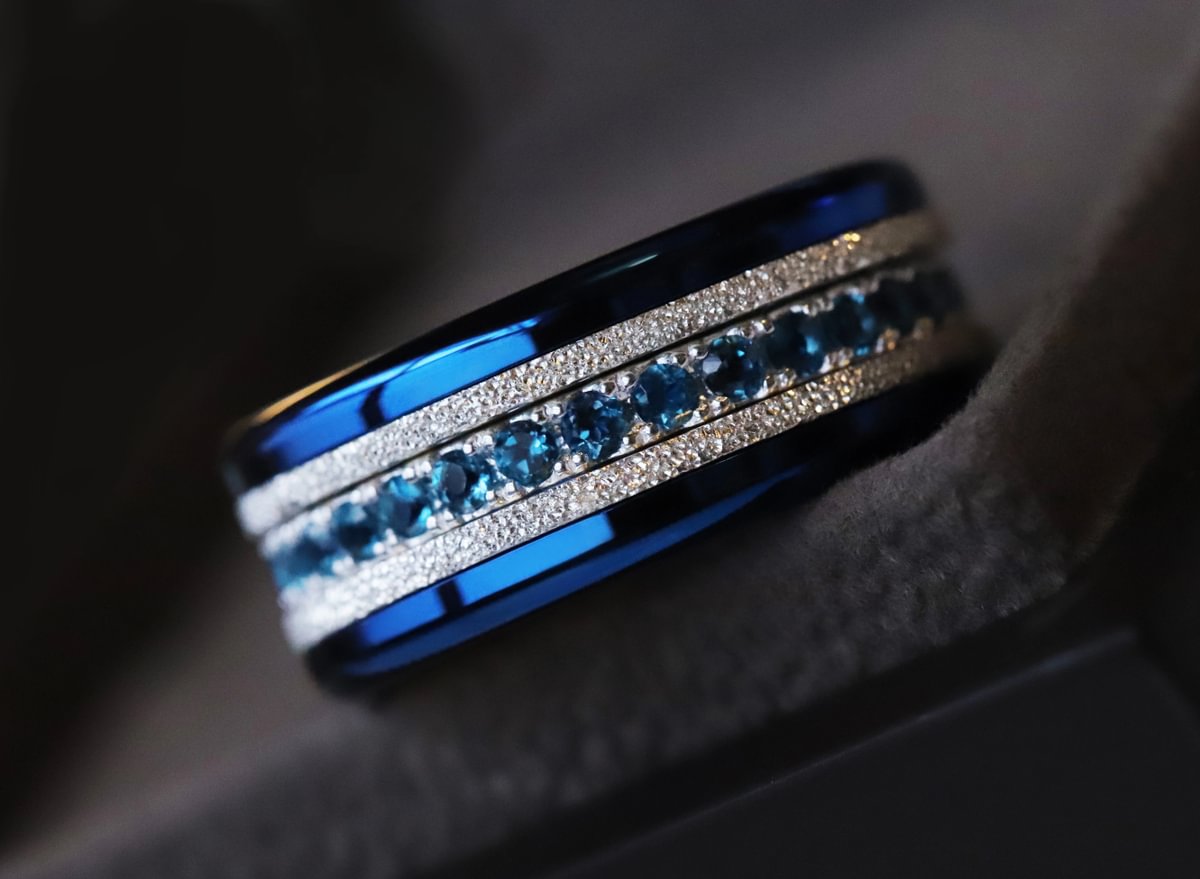 LONDON BLUE -  Addon (Medium) aus Silber mit Topasen besetzt - London blue