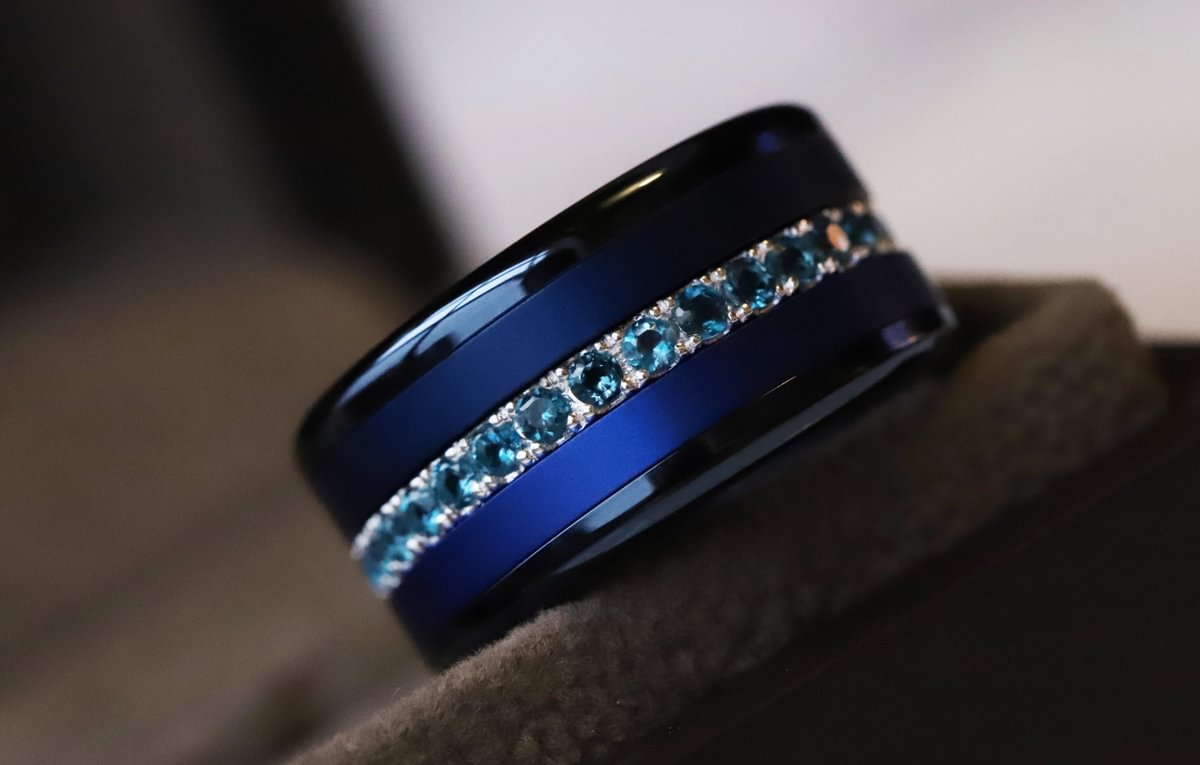 LONDON BLUE -  Addon (Medium) aus Silber mit Topasen besetzt - London blue