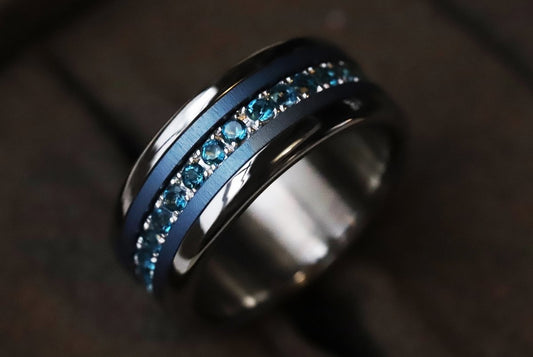 LONDON BLUE -  Addon (Medium) aus Silber mit Topasen besetzt - London blue