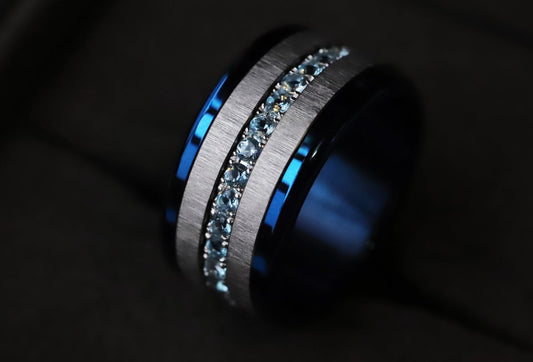 OCEAN BLUE -  Addon (Medium) aus Silber mit Topasen besetzt - Ocean blue