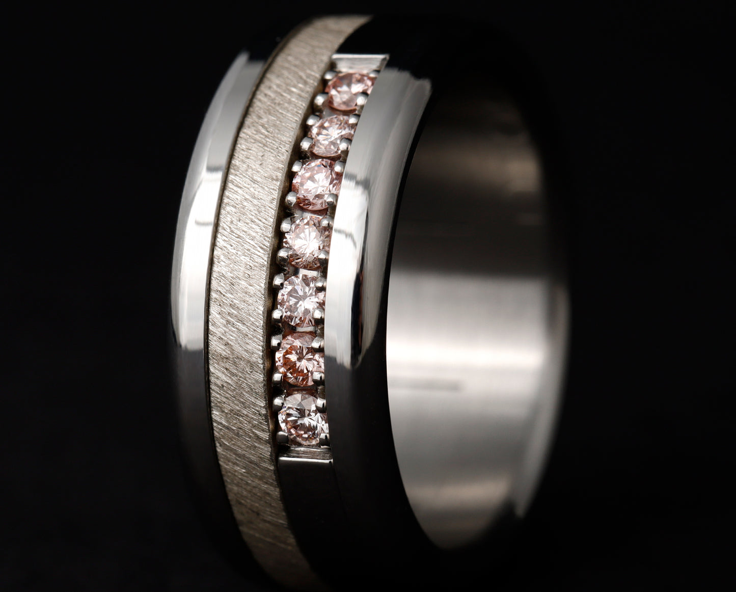 Addon medium acier serti de 7 diamants "Pur" rose