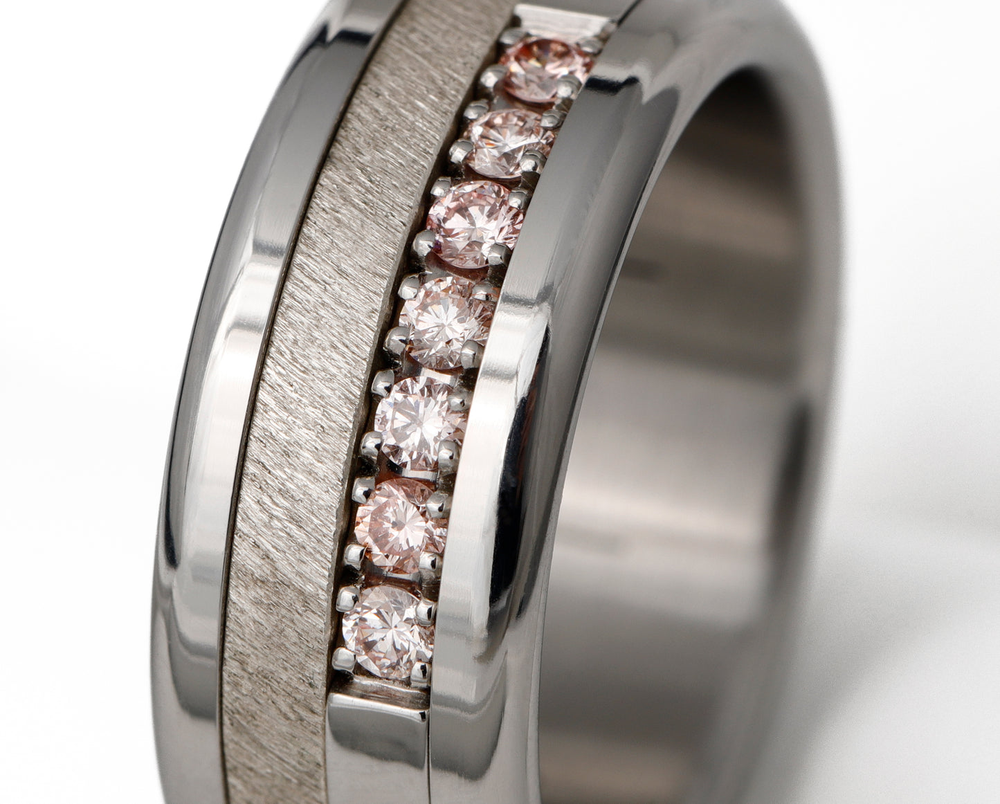 Addon medium acier serti de 7 diamants "Pur" rose