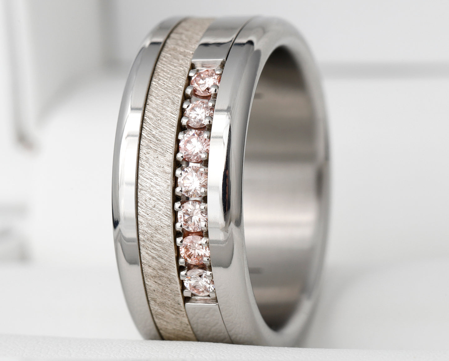 Addon medium acier serti de 7 diamants "Pur" rose