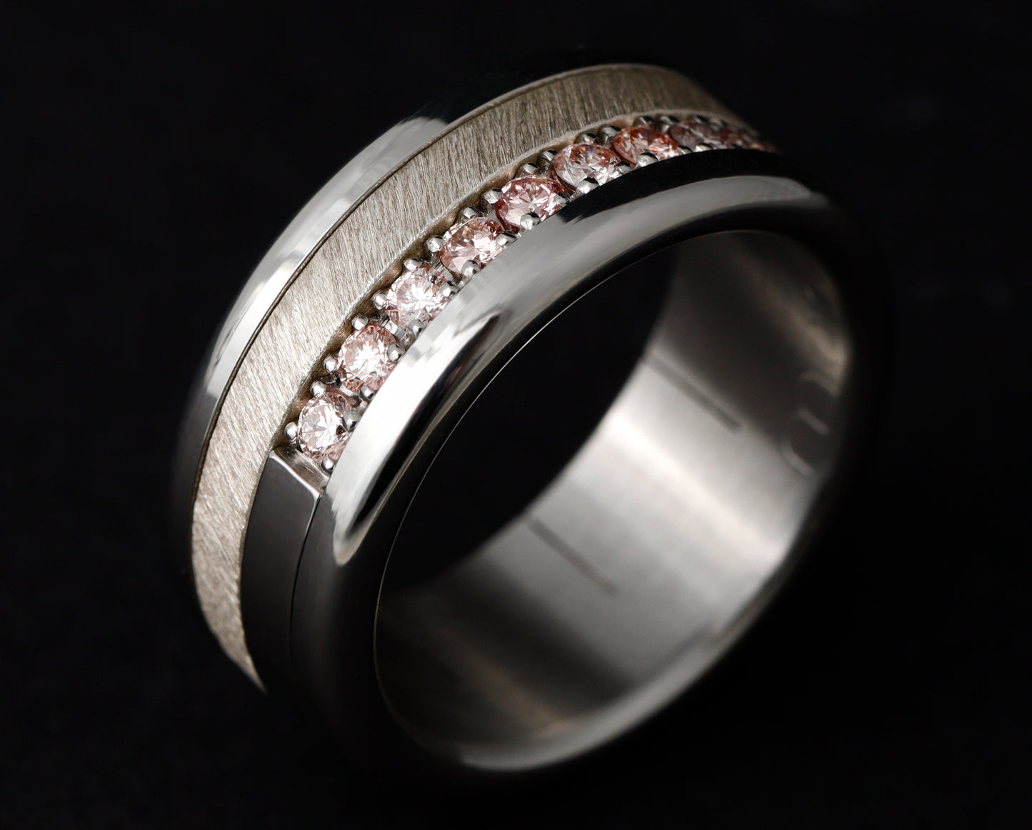 Medium Addon aus Edelstahl mit Zermatter rosa „Pur“ Diamanten vollständig besetzt