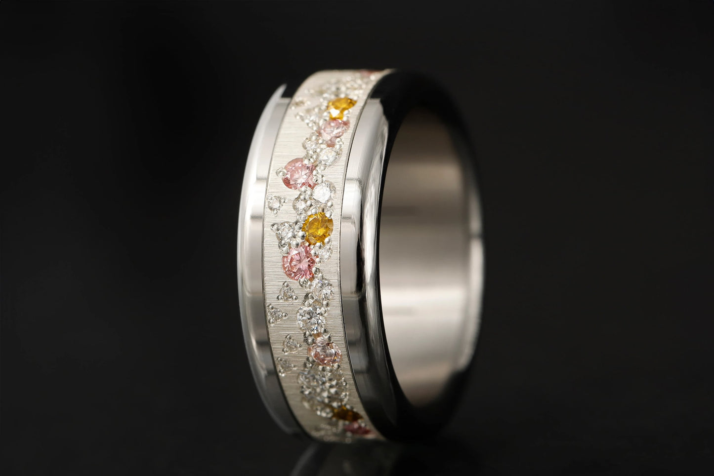 Bague luxe pour femme - Anneau en argent (addon) Yarrow "Pur" avec pierres précieuses de Zermatt