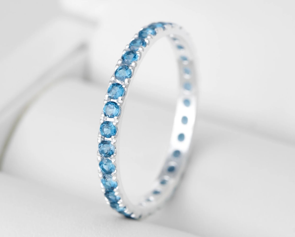 LONDON BLUE -  Addon (Medium) aus Silber mit Topasen besetzt - London blue