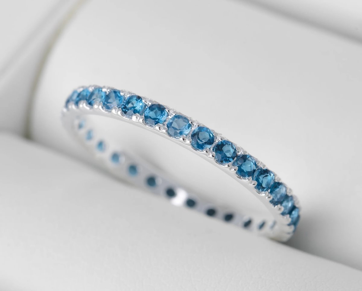 LONDON BLUE -  Addon (Medium) aus Silber mit Topasen besetzt - London blue