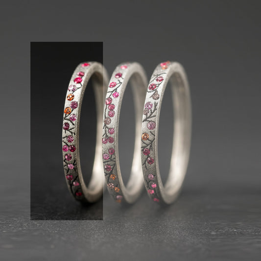 Anneau en argent (addon medium) Souffle d'automne 01  avec pierres précieuses pour bague mood de luxe
