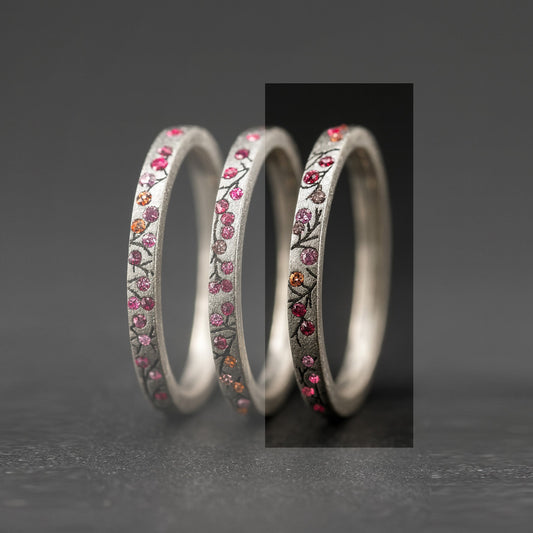 Anneau en argent (addon medium) Souffle d'automne 03 avec pierres précieuses pour bague mood de luxe