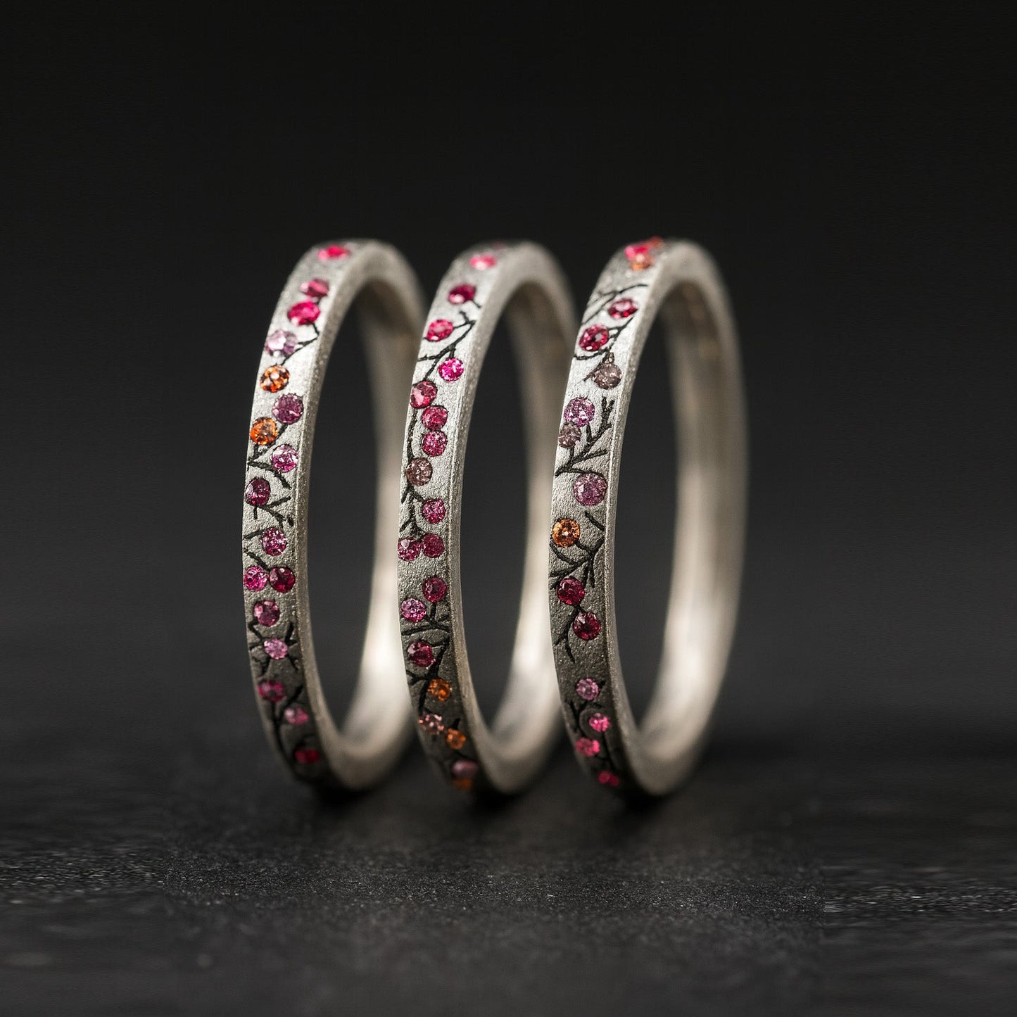 Innenring aus Silber (Medium Addon) Herbstwind 02 mit Edelsteinen für Luxus mood Ring