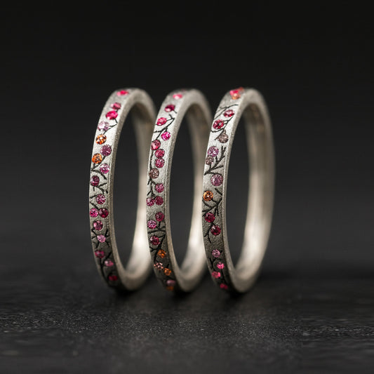 3 Innenringe aus Silber (Set von 3 Medium Addons) Herbstwind mit Edelsteinen für Luxus mood Ring