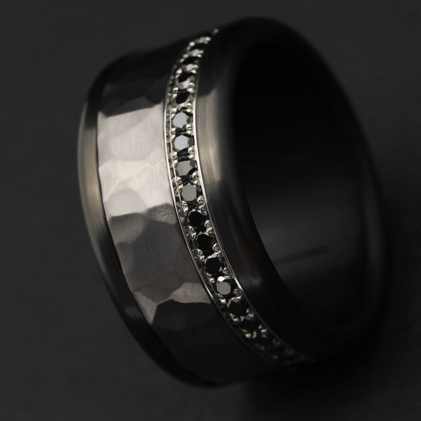 Addon medium acier entièrement serti de diamants noirs 1.6 mm pour bague personnalisable mood