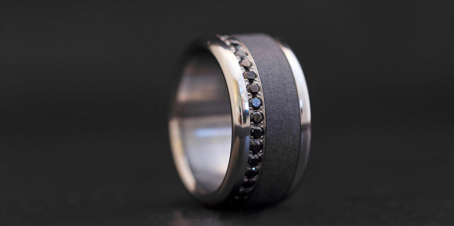 Addon medium acier entièrement serti de diamants noirs 1.9 mm